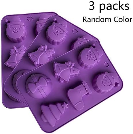 Young Tag DIY 3D Candy Chocolate Silicone Mold, Christmas Theme Decor Fondant Mould Sugar Craft Cake Mold Baking Tools (Set of 3)
