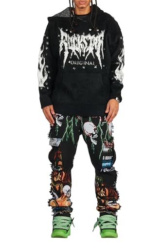 Men's Zarin Black/Multi Tapestry Slim Fit Jean