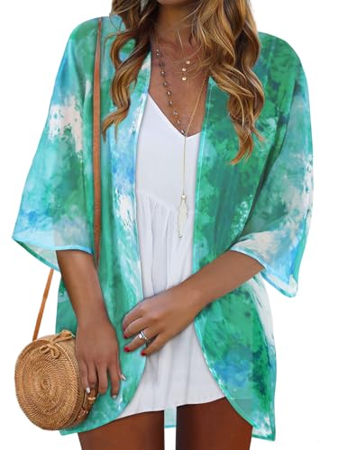 Image of Women Kimono Cardigans Casual Summer Tops Cover up Open Front Floral Print Resort Wear 2026