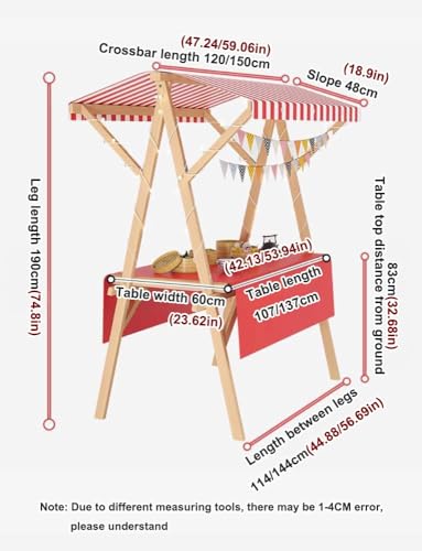 Banco di mostra pieghevole portatile del carrello degli alimenti di legno del carrello dell'alimento per gli eventi all'aperto del carrello del venditore mobile del carrello 150x60x200cm ideale per