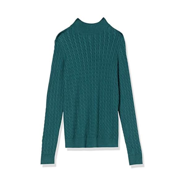 Amazon-Essentials-Womens-Classic-fit-Lightweight-Cable-Long-sleeve-Mockneck-Sweater Amazon Essentials Women's Classic-Fit Lightweight Cable Long-Sleeve Mock Neck Sweater, Forest Green, Medium