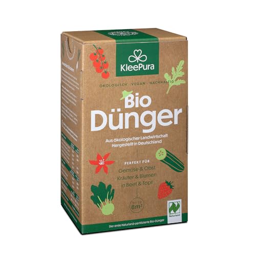 KleePura Bio Universaldünger. NATURLAND zertifiziert. Bio-Dünger für Gemüse, Kräuter, Blumen & Obst. Veganer Pflanzendünger aus Bio-Klee & Luzerne. 0,75 kg