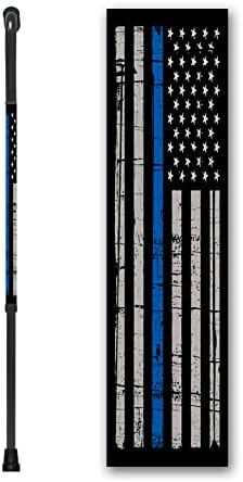 Walking Cane Offset Foam Handle Adjustable Aluminum Police Thin Blue Line Men or Women