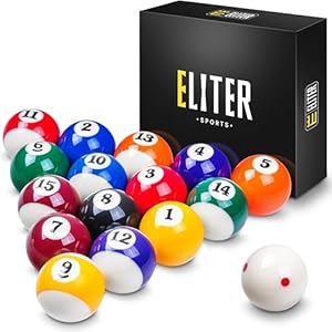 ELITER SPORTS Kompletter Satz Billardkugeln aus reinem Phenolharz - 16 offizielle Billardkugeln Größe 57, 2mm für Wettkampf und Freizeit