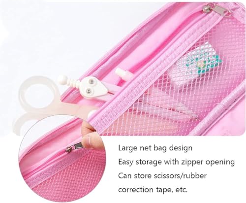 Image of Invite Large Cepacity Pencil Pouch Aesthetic Pencil Case for Girls Large Capacity Best Thing to Put Pen Pencil Sharpener Rubber, Best Gift for Girl's (Light Pink-Large Cepacity)