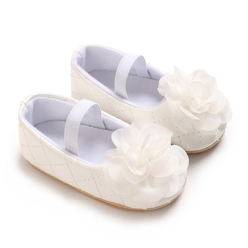 Baby Girl Shoes Baby Mary Jane Flats Princess Floral Dress Shoes Crib Shoe for Newborns, Infants, Babies, and Toddlers
