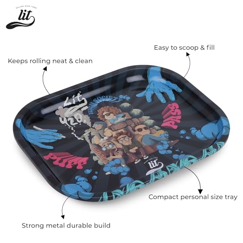 Image of LIT Rolling High Society Metal Tray, 1 Ashtray, Square Ash Tray, Ash Trays for Litting and other stuff for Home, Ashtray for Cigarette Stylish, Ashtray for Home, Car Ashtray(18CMx14CM)