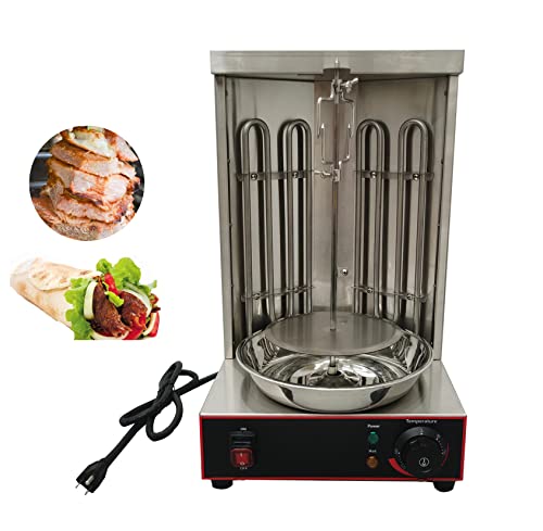 INTSUPERMAI Shawarma Grill Machine Electric Doner Kebab Machine Vertical Broiler Gyro Machine with with 2 Burners for Home Commicial Restaurant Use