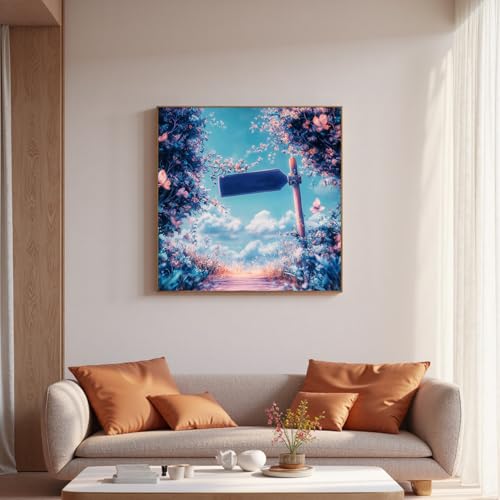 Image of Xinpinzhou Scenery 11ct Stamped Cross Stitch Kits for Adults, 14x14 in | Pre Printed 11 Count Cotton Fabric, Finished Embroidery Pattern is Elegant for Wall Decor, Easy Diy Hobby Craft for Women
