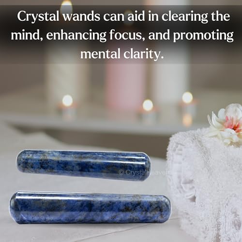 Image of Sodalite Crystal Wand - Smooth Crystal Wand for Energy Healing, Chakra Balancing, Meditation and Home Decor - Crystals and Healing Stones for Gift