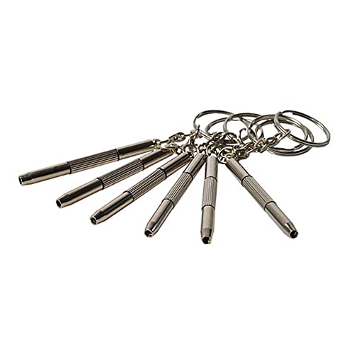 Mini Tournevis 3 en 1 Plat Cruciforme à Ecrou Hexagonal Creux Porte-clé Lunettes 6 pièces Cover