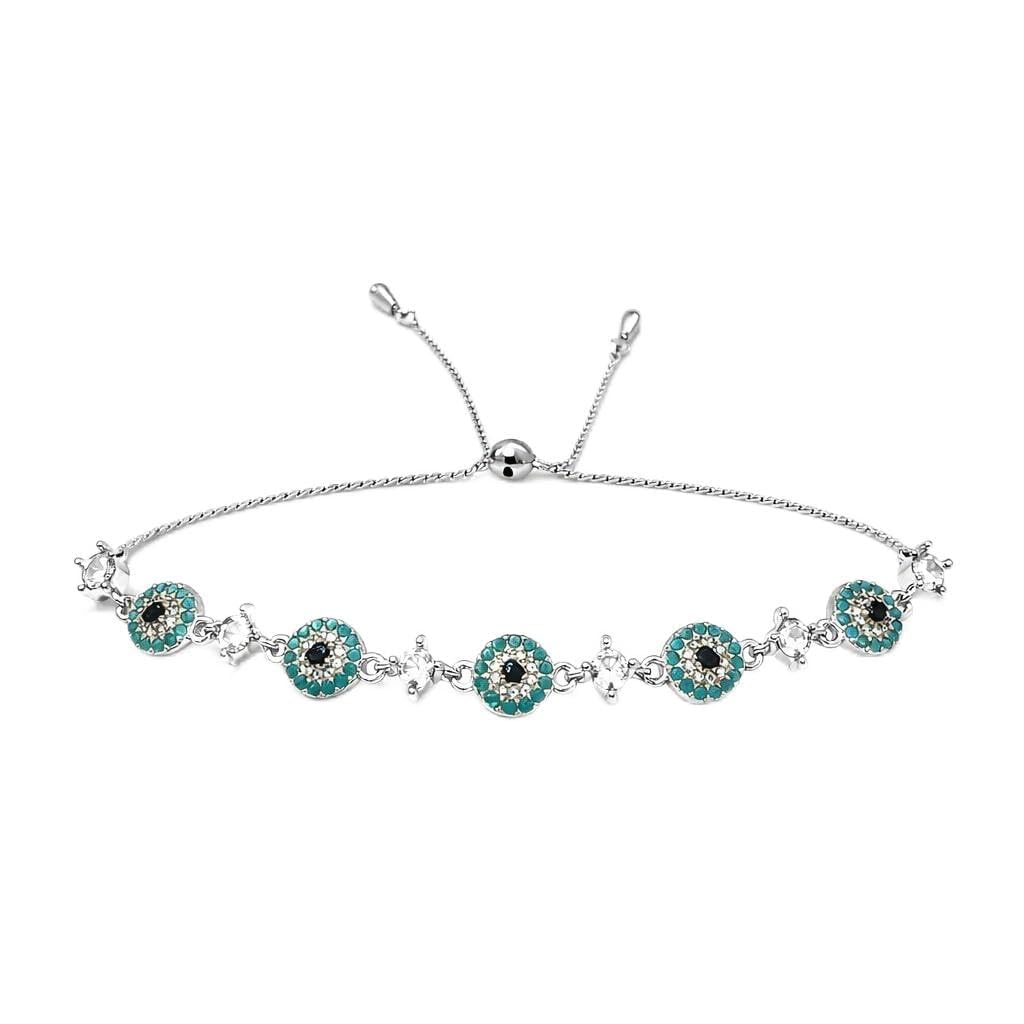 Evil ye Bracelets for Women Stylish Anti Tarnish Stainless Steel Silver Adjustable tulip Chain Bracelet American Diamond CZ Stone Daily Wear Jewelry | Chains Jewellery for women Girls -548-image-18