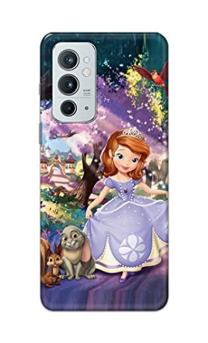 Image of PRINTFIDAA Cartoon Little Girl with Crown and Pet Animals Printed Designer Hard Case for OnePlus 9RT 5G Back Cover -(e) RPM1008