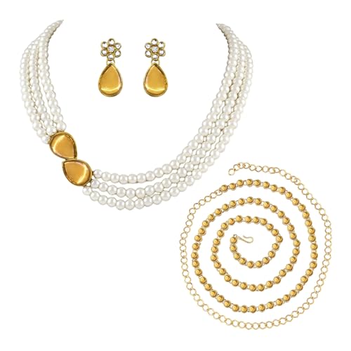 Image of Peora Faux Pearl Crystal Necklace & Jewellery Set Gift for Women