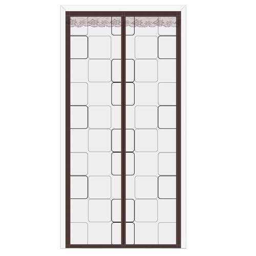 LRYELWA Cortina Puerta Térmica Aislante Frio y Calor,Translúcido a Prueba de Viento Impermeable,para Patio,Cocina,Dormitorio,Habitación de Aire Acondicionado,Cierre Automático (190cm x 240cm,Marrón)