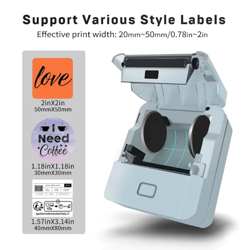 Image of KAYSIO SK20 Label Maker Machine with Tape - Bluetooth Thermal Label Printer,Barcode Label Printer Use for Office,Home Include Three Thermal Labels(Blue)