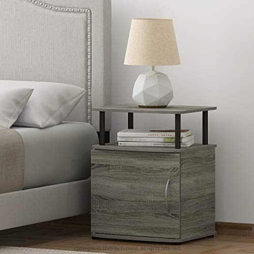 Image of Furinno Jaya 2-Tier Side Table Set of 2, with Door Cabinet, French Oak