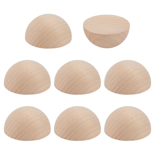 OLYCRAFT 8 Pack 70mm demi-boules de bois demi-boules de sphère en bois non fini boule naturel Globes l’artisanat peinture ornements projets de bricolage...
