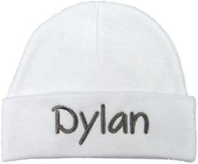 Ava's Miracles Personalized Baby hat for a Baby Girl or Baby boy - Newborn, Preemie, Infant (0-3 Months) White