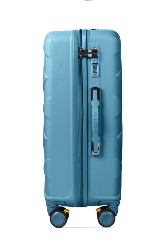 Image of Swiss Era Hard Shell 55 Cms Cabin Luggage - Premium ABS Spinner Trolley Bag with 8 Wheels - 20 Inches Lightweight Cabin Bag for Flights - Blue | 20