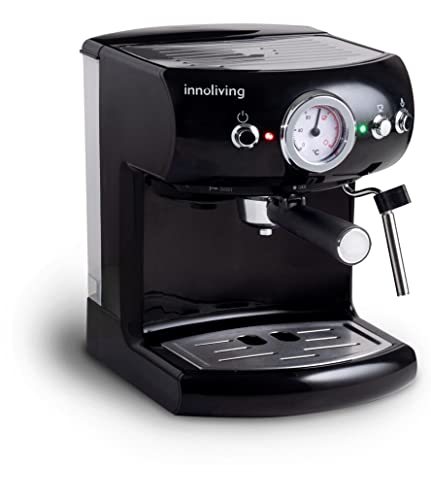 Innoliving Cafetera 4 en 1 INN-789, compatible con cápsulas, café molido y en monodosis, con lanza de vapor para capuchino, calentador de tazas, bandeja extraíble, accesorios incluidos