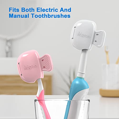 mspan toothbrush head cover cap tooth brush travel case protector plastic clip compatible with manual amp electric toothbrush for adults kids - 2 packs