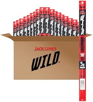 Jack Link's WILD Snack Sticks, Original - Protein Snack Sticks Made with 5g of Protein, Keto Friendly, Individually Wrapped - 1.0 Oz. (Pack of 20)