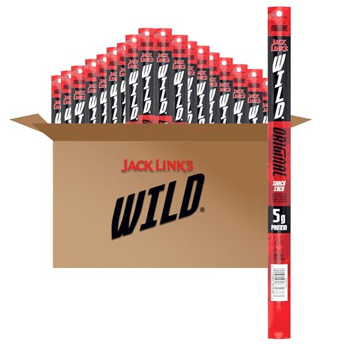 Jack Link's WILD Snack Sticks, Original - Protein Snack Sticks Made with 5g of Protein, Keto Friendly, Individually Wrapped - 1.0 Oz. (Pack of 20)