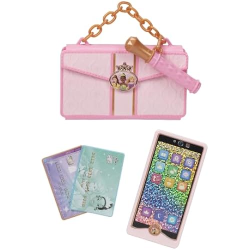 Disney Princess Style Collection Play Phone & Stylish Clutch Case with Mirror, Lip Gloss for Girls, Realistic Sounds & Light