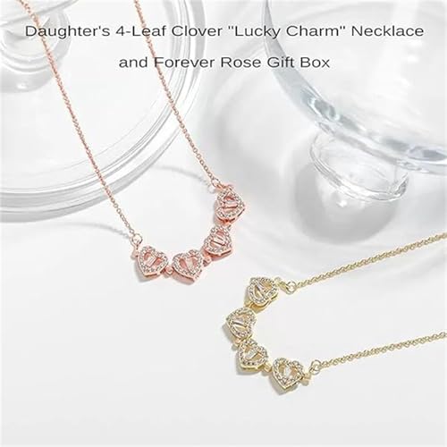 Daughter’s Lucky Clover Necklace Keepsake Gift Set, S925 Sterling Silver Necklace Eternal Flowers for My Daughter Birthday Gifts 5