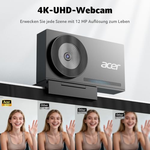 Acer 4K-Webcam für PC/Mac, Ganzmetall-Unibody-Gehäuse Sony 1/2-Zoll-Sensor – Ansicht 3