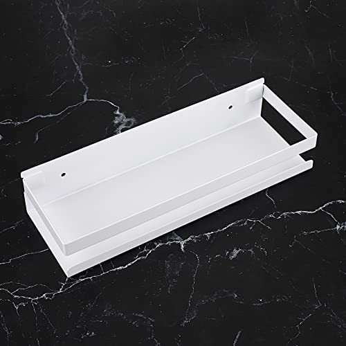 IGNPION Bathroom Corner Storage Shelf - Stainless Steel Wall Mounted Shower Organiser Caddy for Kitchen Hotel (30cm, White) - Image 2