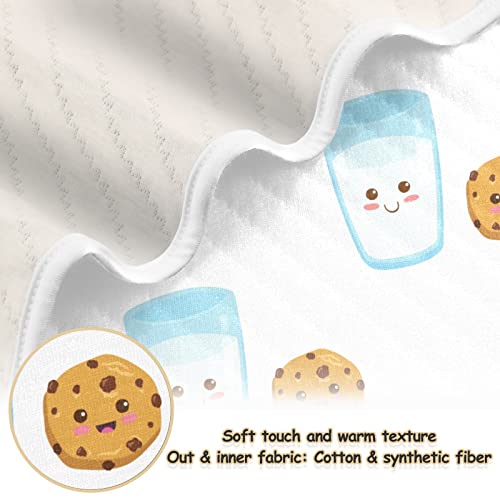 Image of Swaddle Blanket Milk Glass Happy Cookie Cotton Blanket for Infants, Receiving Blanket, Lightweight Soft Swaddling Blanket for Crib, Stroller, Nursery Blankets, 30X40 in White