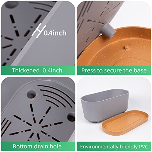 QCQHDU 2 Pack Window Planter Box 16” x 7\", Self Watering Plant Pots for Indoor Plants Home Garden Flower Pot with Drainage Hole and Tray