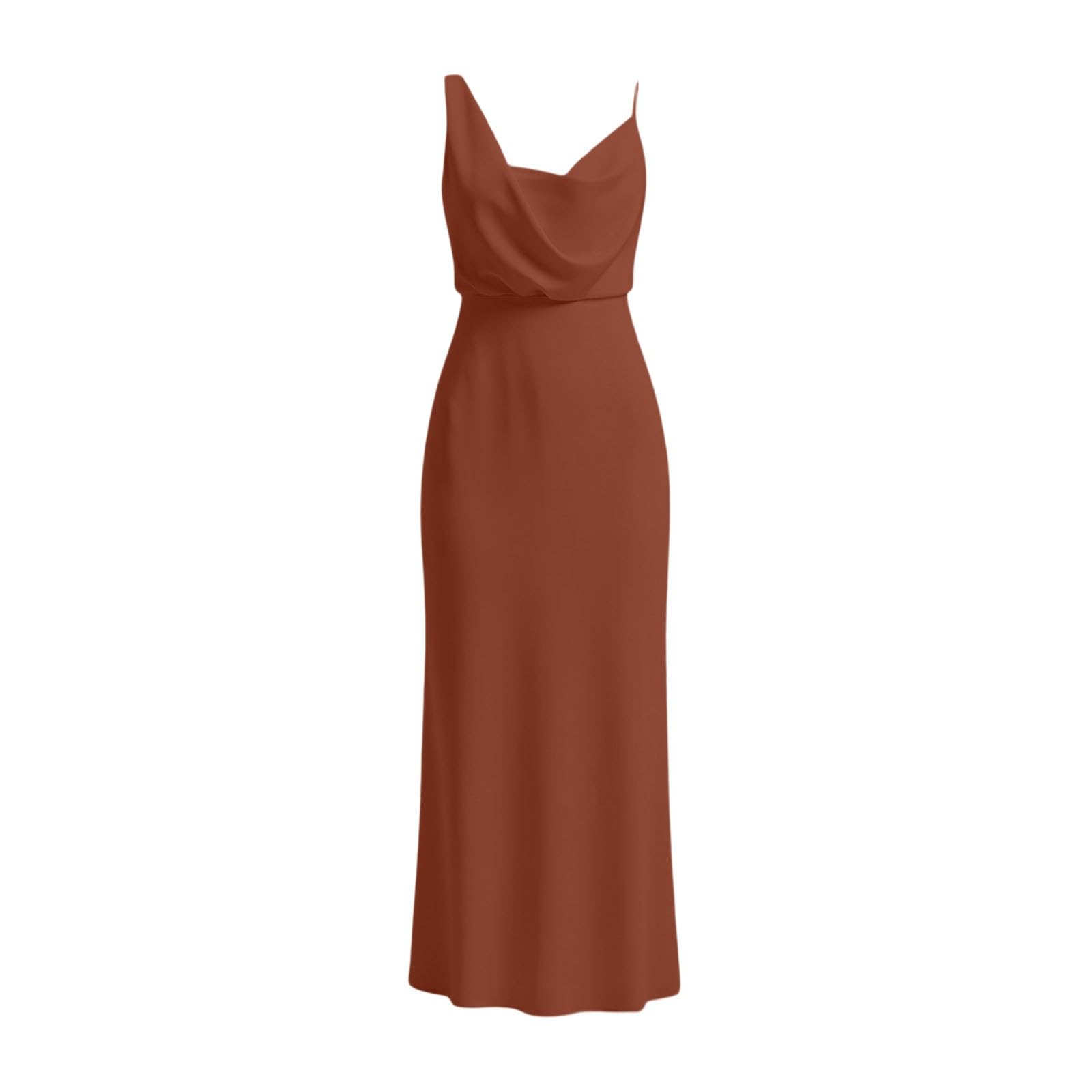 Generisch Abito da donna in raso, elegante, con spalline sottili, per serate estive, design semplice per tutti i giorni e l'ufficio