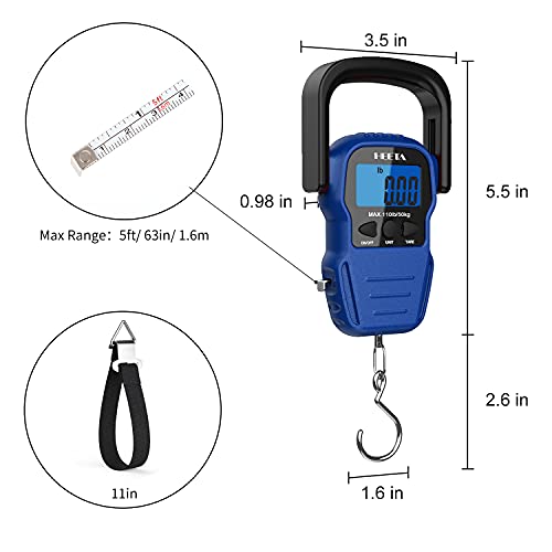 image for HEETA Fish Scale with Backlit LCD Display, Up to 110lb/50kg Digital Po