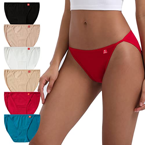 INNERSY Bragas Mujer Algodon Pierna Alta Braguitas Talle Baja Suaves Ropa Interior Cómoda 6 Pack (M, Clásico Multicolor)