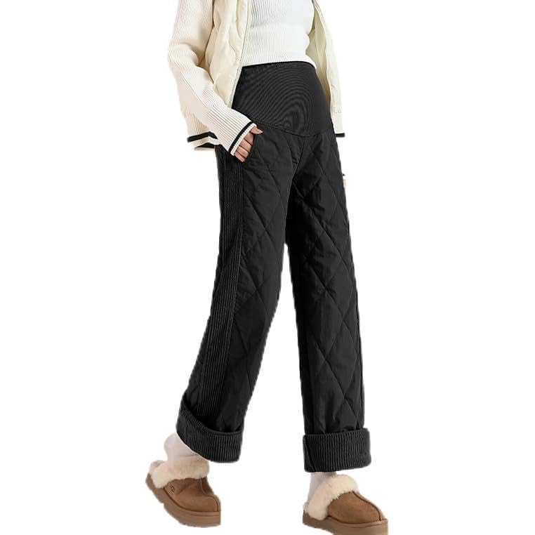 SXHEYUY Damen Umstandshose Winter Warm Schwangere Daunenhose Weiche Hose mit Taschen
