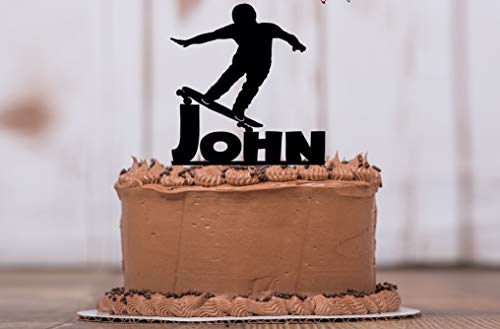 Skateboarder Cake Topper with Keepsake Base, Skater Tricks, Extreme Sports, Male Skateboard, Cake Topper, Personalized Topper, Boys Birthday Party, Keepsake