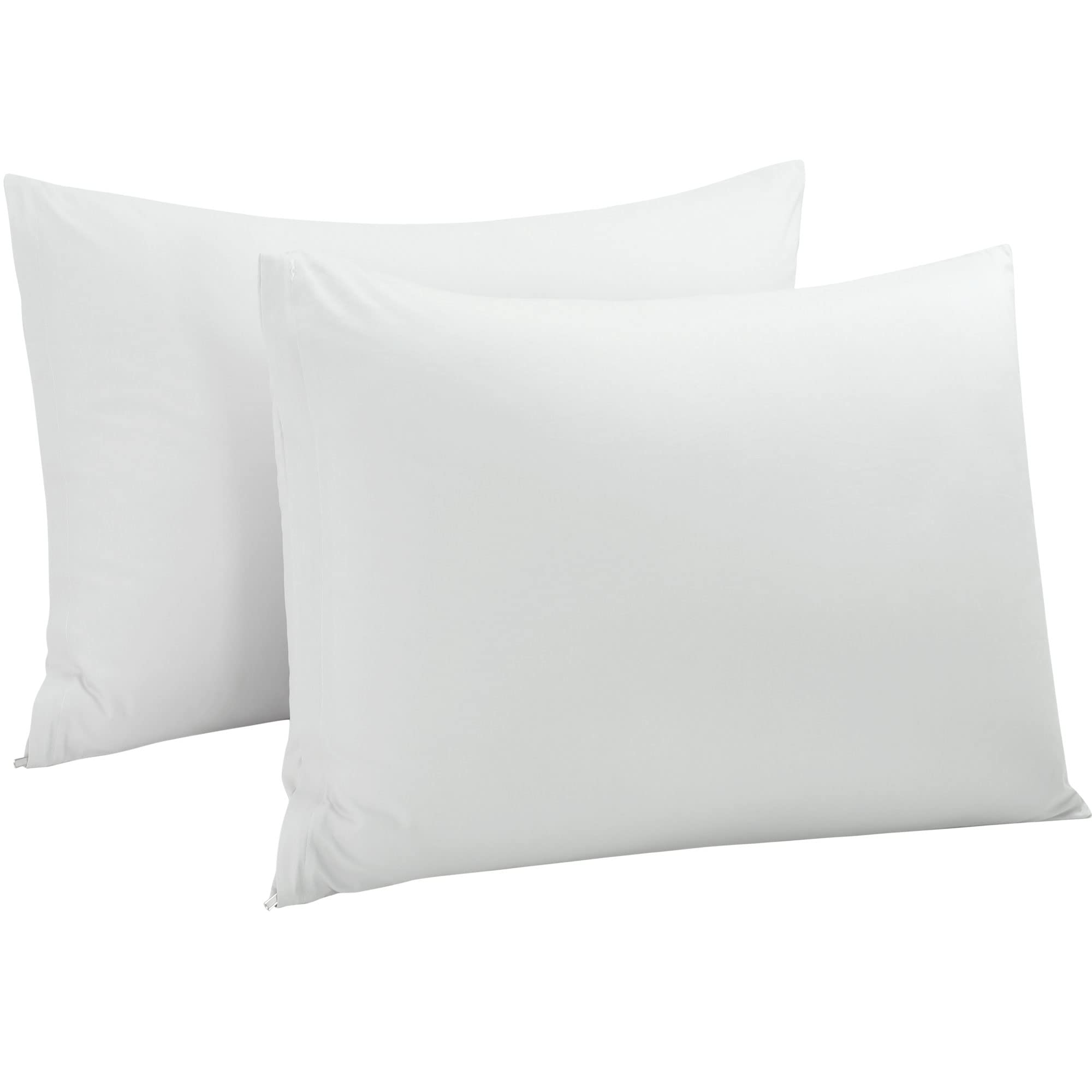 sourcingmap 100% Egyptian Cotton Pillowcases 2 Pack, 300 Thread Count Hotel Quality Pillow Cases with Zipper Closure Super Soft and Breathable Bed Pillow Cases Light Grey 50 x 75cm