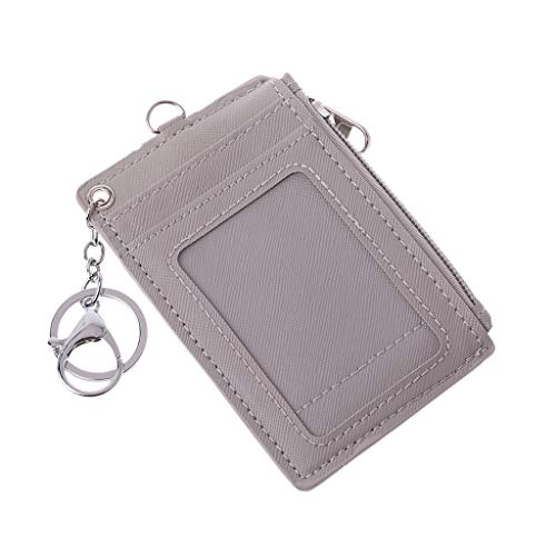 WOWOWO Portable en Cuir Carte d'identité d'affaires Porte-Badge de crédit Porte-Monnaie Portefeuille Porte-clés Cover