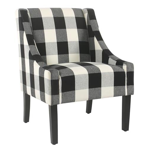Image of HomePop Swoop Arm Accent Chair - Black Plaid