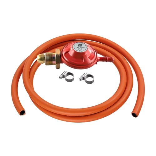 JD Brands Propane Gas Regulator 37mbar Standard Screw-On POL with 2m Hose & 2 Clips 1.5kg/h Flow Fits Calor & Flogas Bottles for BBQs Camping & Outdoor Heaters