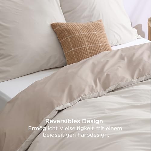 BEDSURE Bettwäsche 135x200 Baumwolle 4tlg. - Beige Taupe Set 2x80x80 Kissen – Ansicht 4