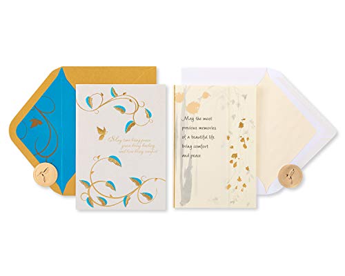Papyrus Sympathy Cards with Envelopes, Gold Glitter (2-Count)