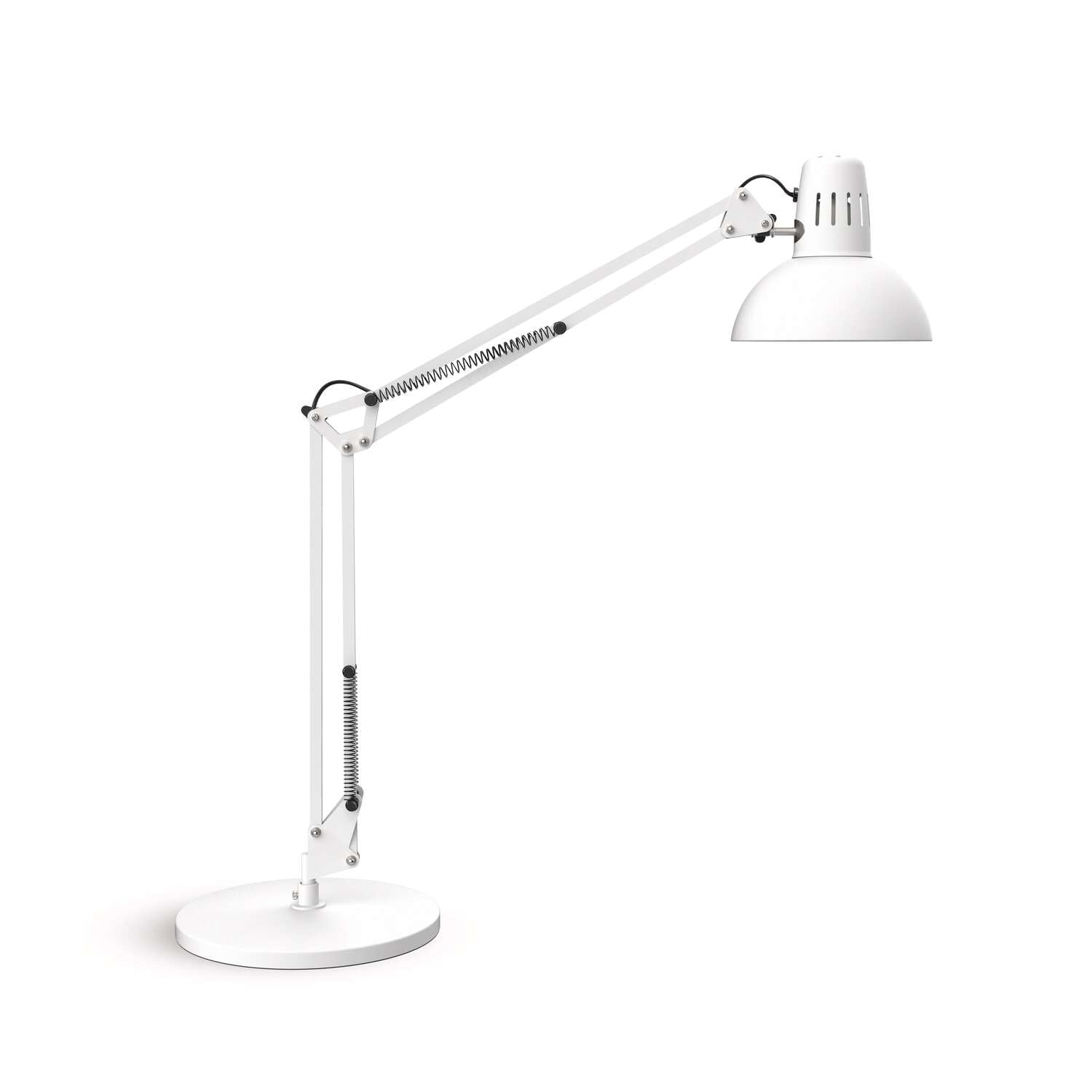 MAUL Lampada da tavolo MAULstudy bianca E27 snodabile metallo stabile | appoggio stabile, luce mirata per studio e lavoro, doppio braccio versatile, scrivania protetta, sorgente sostituibile
