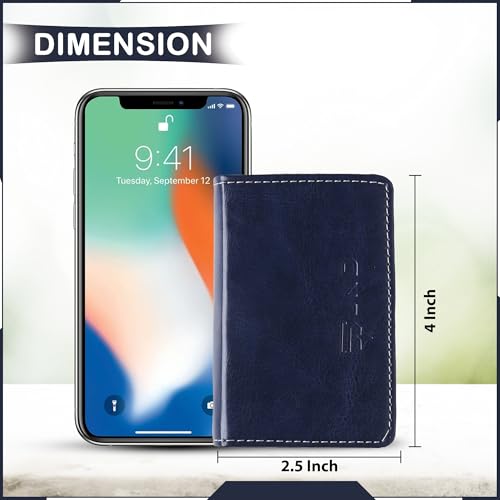 Image of JnD Notebook Card Holder Wallet - Slim, Multi-Functional, Premium Leather, RFID Blocking, Secure Closure, Compact, Durable, Stylish (Blue)