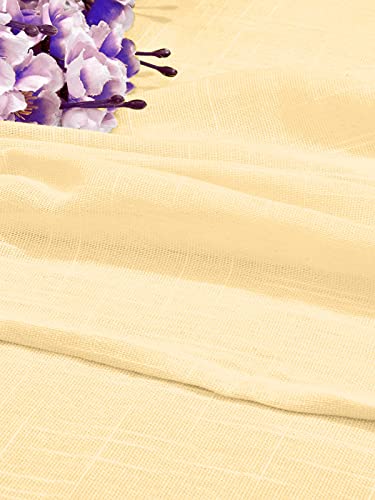 Image of Cotton Linen Solid Curtain with Eyelet Rings,Long Door Curtains for Pooja Room /Living Room /Dining Hall /Hotel /Bedroom /Kid Room /Kitchen (10.5 Feet, Ivory) Set of 2
