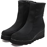 [アーチコンタクト] ゆったり幅広【3E】 足長美脚 3E 厚底 ウェッジソール 撥水 ストレッチブーツ 黒 コンフォート