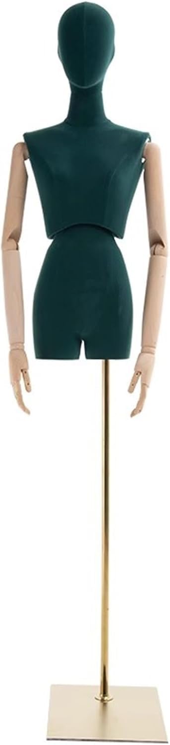 CONGRUI Female Mannequin Showcase Store Clothing Display Rack Adjustable Head and Arm Metal Base(Green)